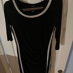 Chaps Black & White Ruched Sheath Dress